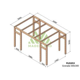 Pergola En Bois Lamellé-Collé Granada 500 X 300 Cm
