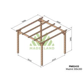 Pergola En Bois Massif Madrid 300 X 300 Cm
