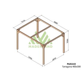 Pergola En Bois Lamellé-Collé Tarragona 400 X 300 Cm