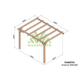 Pergola Accolée En Bois Lamellé-Collé Andorra 400 X 300 Cm