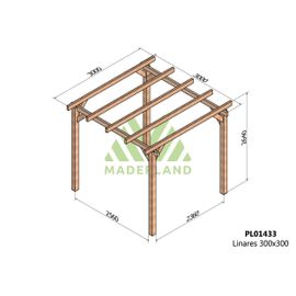 Pergola En Bois Lamellé-Collé Linares 300 X 300 Cm