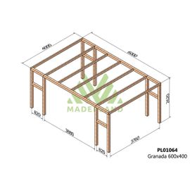 Pergola En Bois Lamellé-Collé Granada 600 X 400 Cm