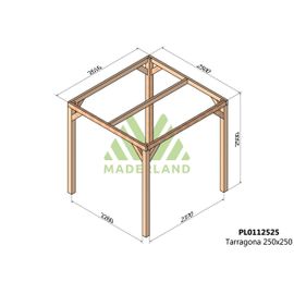 Pergola En Bois Lamellé-Collé Tarragona 250 X 250 Cm