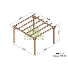Pergola En Bois Lamellé-Collé Linares 400 X 400 Cm