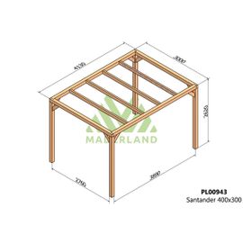 Pergola En Bois Lamellé-Collé Santander 400 X 300 Cm