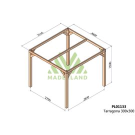 Pergola En Bois Lamellé-Collé Tarragona 300 X 300 Cm