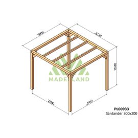 Pergola En Bois Lamellé-Collé Santander 300 X 300 Cm
