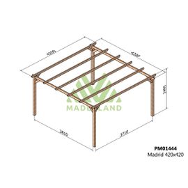 Pergola En Bois Massif Madrid 420 X 420 Cm