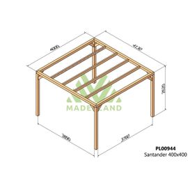 Pergola En Bois Lamellé-Collé Santander 400 X 400 Cm