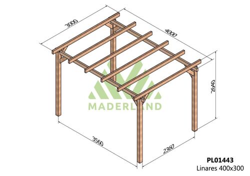 Pergola En Bois Lamellé-Collé Linares 400 X 300 Cm