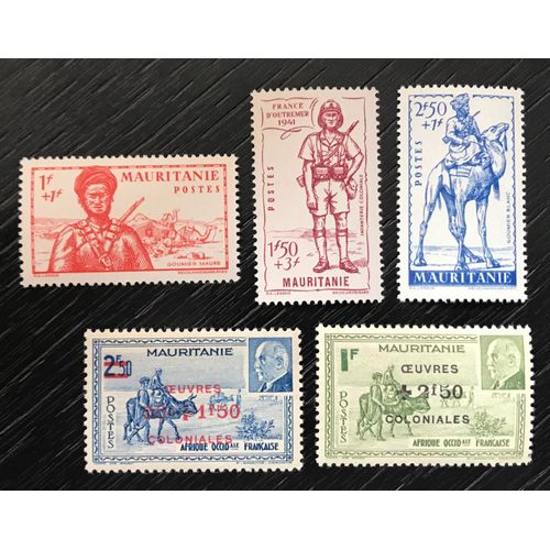 Lot De 5 Timbres Neufs* Aof Mauritanie 1941