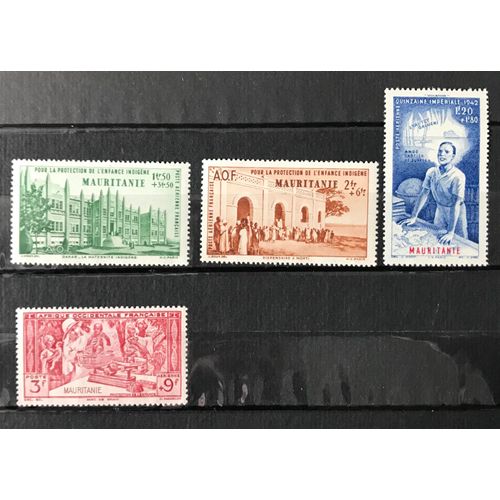 Lot De 4 Timbres Neufs** Aof Mauritanie 1942