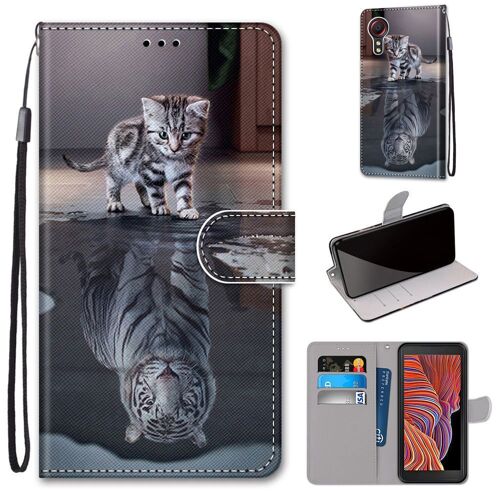 Samsung Galaxy Xcover 5 Coque, Saturcase Beau Pu Cuir Magnétique Flip Portefeuille Support Porte-Carte Dragonne Protecteur Coque Housse Étui Pour Samsung Galaxy Xcover 5 (Dk-4)