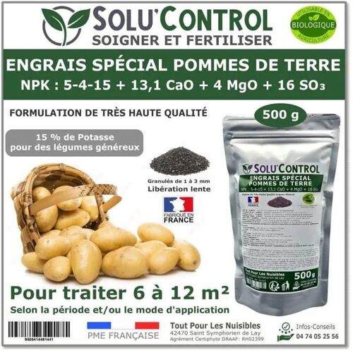 500 G Engrais Spécial Pommes De Terre,Légumes Racines 5-4-15-Enrichi En Potasse-Croissance, Grossissement Des Tubercules-Uab