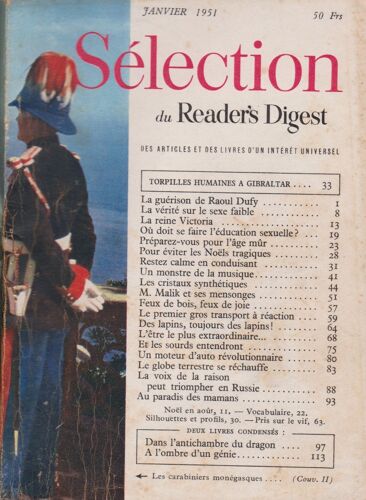 Selection Reader S Digest Janvier 1951 . La Reine Victoria . M Malik Et Ses Mensonges .
