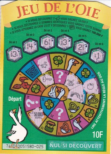 Ticket De Grattage Française Des Jeux Millionnaire