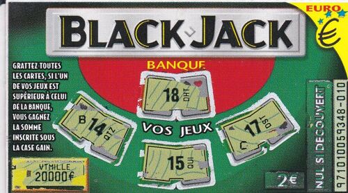 Ticket De Grattage Française Des Jeux Black Jack