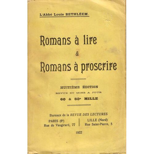 Romans À Lire Et Romans À Proscrire, Édition 1922