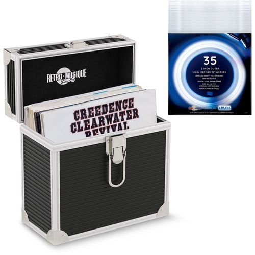 Retro Musique KXRM22B mallette pour vinyles 7 pouces avec pochette - noir