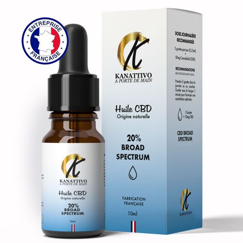 Huile Cbd, 20% Broad Spectrum, Mct Bio, 2000 Mg, 10 Ml 