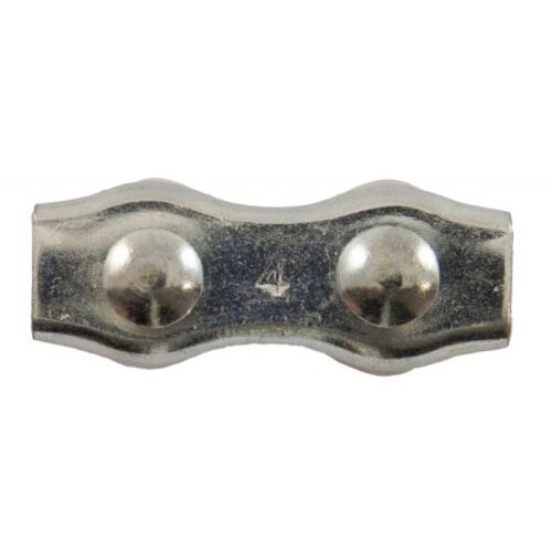 Serre-câbles plats à 2 boulons acier zingué blanc diamètre câble 4 mm en boîte de 5