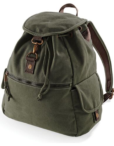 Sac à dos toile - look usé style vintage - vert olive - QD612 - mixte homme / femme