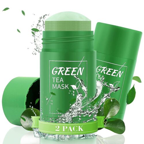 Lot De 2 Bâtonnets De Masque Au Thé Vert : Hydratant, Contrôle De L'huile, Bâton D'argile De Nettoyage En Profondeur Sans Pores Pour Le Visage