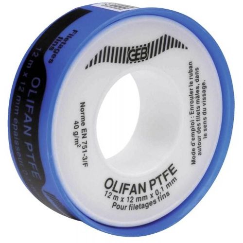 Ruban détanchéité PTFE Longueur 12 m Largeur 12 mm Épaisseur 01 mm