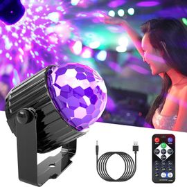 Lampe De Fête Uv,Usb 6 W,Lumière Noire,Boule Disco Led,7 Modes D'Éclairage Uv De Scène Avec Télécommande,Éclairage De Scène Alimenté Par Usb Pour Mariage,Fête Discothèque,Anniversaire D'Enfant