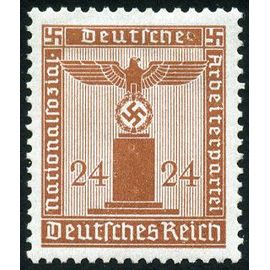Allemagne, 3ème Reich 1942, Très Beau Timbre De Service Neuf** Luxe Yvert 124, Aigle Et Croix Gammée Sur Socle, 24pf. Brun Jaune.