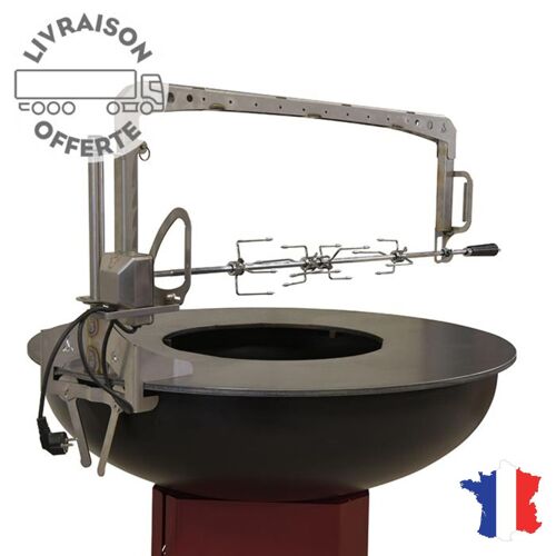 RC CONCEPT - Tournebroche, Barbecue Plancha Brasero à bois 3 en 1 pour RC Ø 106 cm
