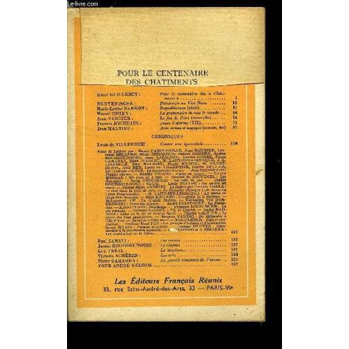 Europe Revue Mensuelle N° 86 - Pour Le Centenaire Des Chatiments Par Henri Guillemon. Prinemps Au Viet Nam Par Nguyen Nghe. Roqueblanque Par Marie Louise Barron. La Grammaire De Tout Le Monde Par(...)