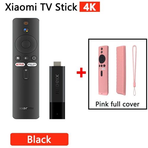 Ajouter un étui complet rose - Xiaomi-Mi TV Stick, Dongle Smart TV, 4K, Bluetooth 5.0, WiFi, Assistant Google, Android TV 11, HDR, Façades Core, 2 Go + 8 Go, Version globale