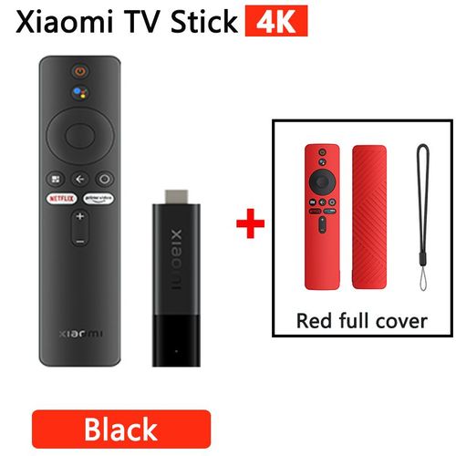 Ajouter un cas complet rouge - Xiaomi-Mi TV Stick, 4K, Android 11, HDR, Façades Core, 2 Go + 8 Go, Bluetooth 5.0, WiFi Meida, Google Assistant, Lecteur TV, Version globale