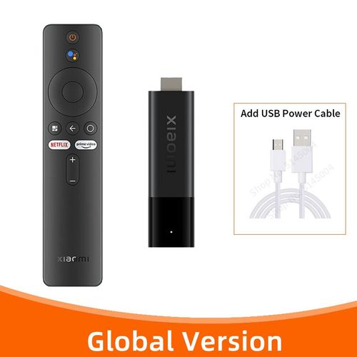 Ajouter le câble d'alimentation - Xiaomi-Clé TV 4K, Façade Core, 2 Go de RAM, 8 Go de ROM, Doyen Bluetooth 5.0, WiFi, Android TV Stick, Google Assistant, Version globale
