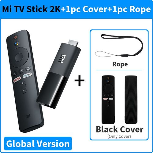 2K Ajouter une couverture noire - Xiaomi-Mi TV Stick, Dongle TV, Android 9.0, Smart HDR, 1 Go de RAM, 8 Go de ROM, Dean Bluetooth 4.2, WiFi, Google Assistant, Mini, Version globale