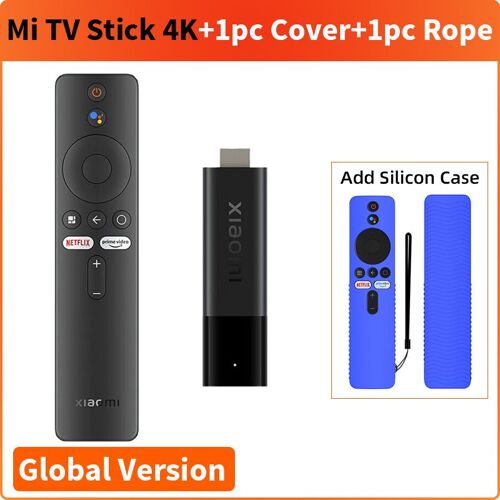 4K Ajouter une couverture bleue - Xiaomi-Mi TV Stick, Dongle TV, Android 9.0, Smart HDR, 1 Go de RAM, 8 Go de ROM, Dean Bluetooth 4.2, WiFi, Google Assistant, Mini, Version globale
