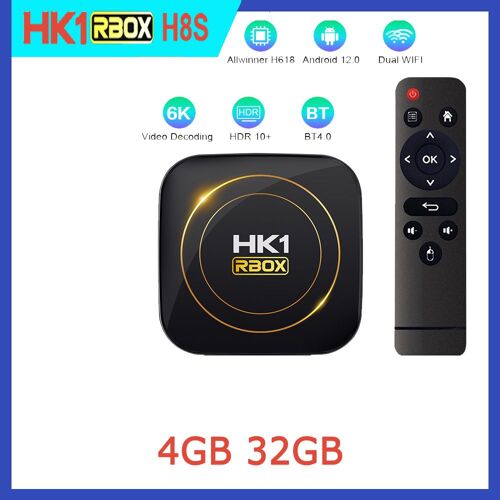 4G 32G - HK1 RBOX H8S Android 12.0 Smart TV Box Allwinner H618 Quadcore Cortex-A53 6K LAN 100M BT4.0 touristes Wifi
