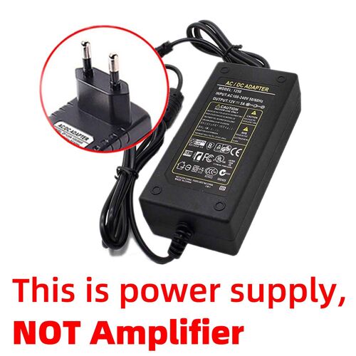 EU POWER 12V 5A - Mini Audio HiFi Bluetooth 5.0 Amplificateur de Classe de Puissance D Tpa3116, Amplificateur Numérique 50W x 2, Audio Domestique, Voiture Marine USB/AUX IN