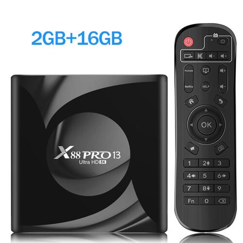 X88pro13black-16g - Boîtier Smart TV X88 Pro 13 Ultra HD 8K, Android 13.0, RK3528,WiFi 6, BT Pig, 2.4G, 5G, WiFi, lecteur multimédia, décodeur