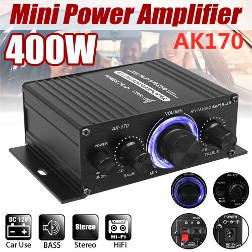 AK170 - Amplificateurs numériques domestiques, puissance audio basse 800-110 V, Bluetooth, HiFi FM, haut-parleurs de caisson de basses de musique automatique, 240 W BT