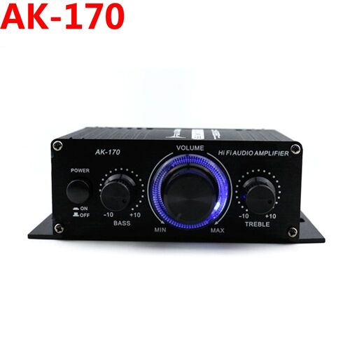 AK-170 - Amplificateur de son HIFI Bluetooth pour voiture, canal 2.0, audio numérique domestique, 12V3A,Bass Trebl