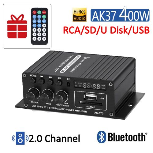 AK370 400W - Amplificateur de puissance HiFi, karaoké domestique, audio de voiture, haut-parleur de basse stéréo, ampli sonore domestique de classe D, AK380