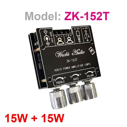 ZK-152T - Amplificateur de puissance numérique Bluetooth 5.0, 2x15W + 30W, AUX 2.1 CH, stéréo, musique domestique, sans fil, USB, Module Audio