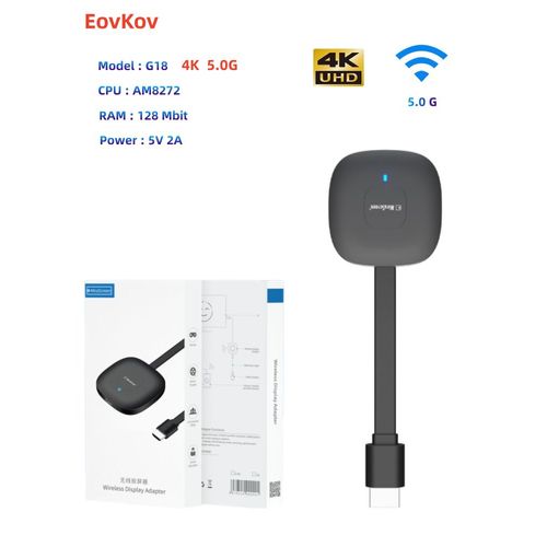 4k 5,0g - Adaptateur de dongle d'affichage TV sans fil, HDMI 4K, iOS, Android, vidéo, mise en miroir audio vers TV, budgétaire, moniteur