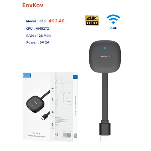 4k 2,4g - Adaptateur de dongle d'affichage TV sans fil, HDMI 4K, iOS, Android, vidéo, mise en miroir audio vers TV, budgétaire, moniteur