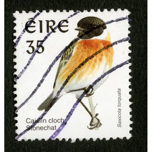 Timbre Oblitéré Eire, Caislin Cloch , Stonechat, Saxicola Torquata, 35