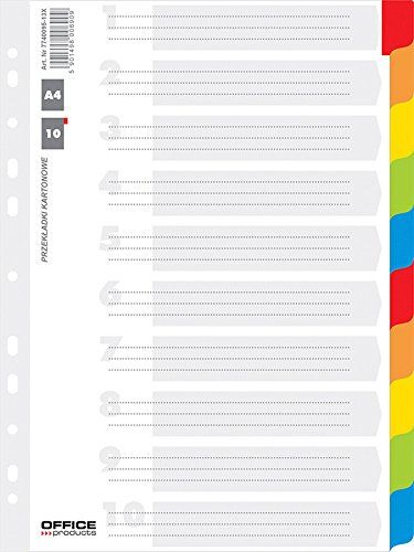 Office Products 21071011?99 Répertoire En Carton Blanc, A4, 227 X 297 Mm, 10 Pièces Avec Laminirten Onglets De Couleur Assorties