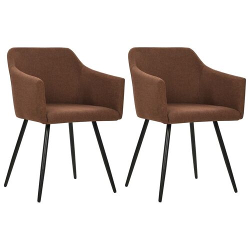 Lot De 2 Chaises De Salle À Manger Cuisine Design Moderne Tissu Marron Cds020776