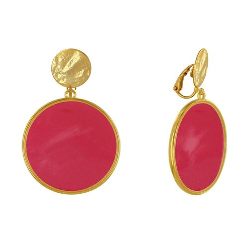Les Poulettes Bijoux - Boucles D'oreilles Clip Métal Doré Cercle Coloré Translucide
